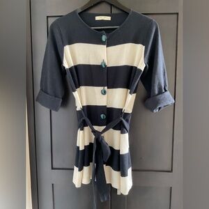🖤💛 Isabella Sinclair Anthropologie Striped Wool Angora Blend Cardigan XS EUC